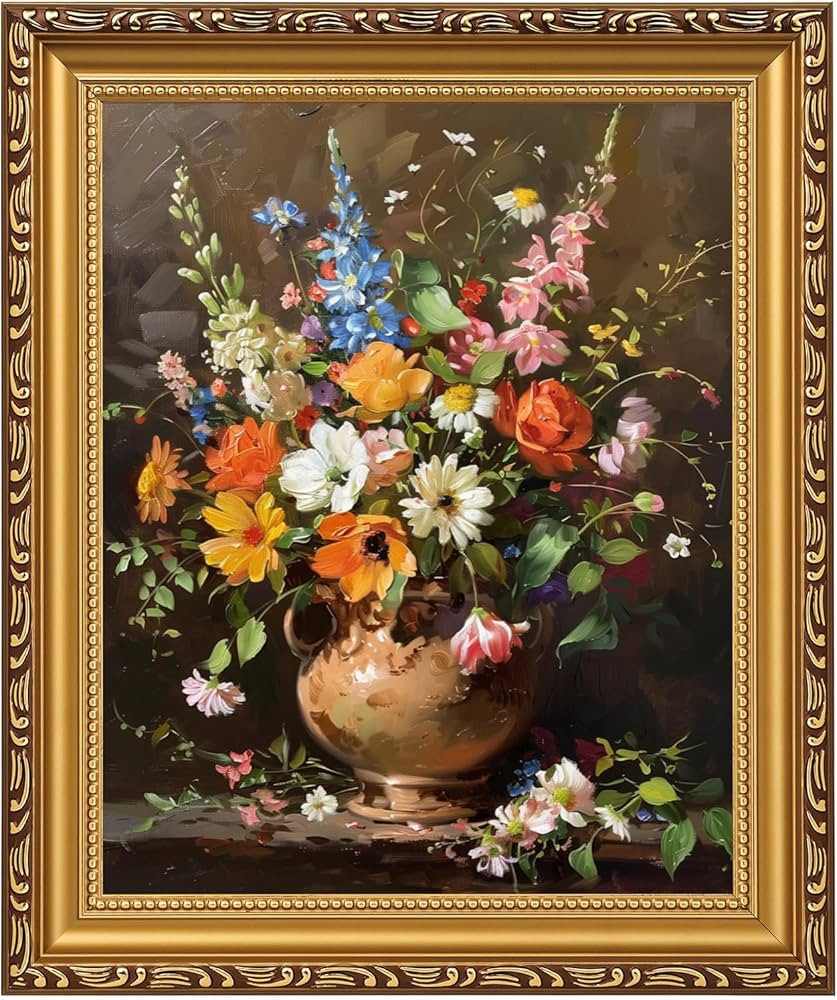 MIEVU Gold Vintage Framed Wall Art - Canvas Wall Art Prints for Living Room Decor Bedroom Home Ba... | Amazon (US)