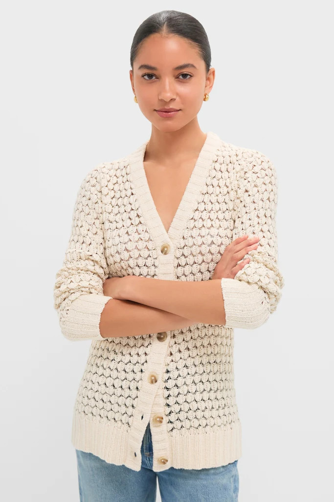 Metallic Cream Knit Caspar Cardigan | Tuckernuck (US)