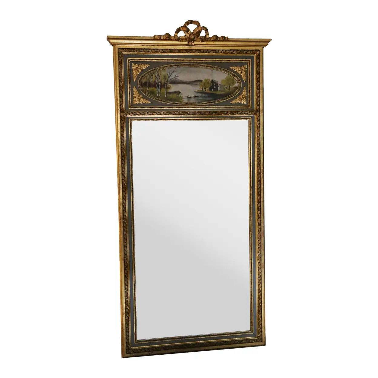 Antique Full-Length Gilt Trumeau Mirror | Chairish