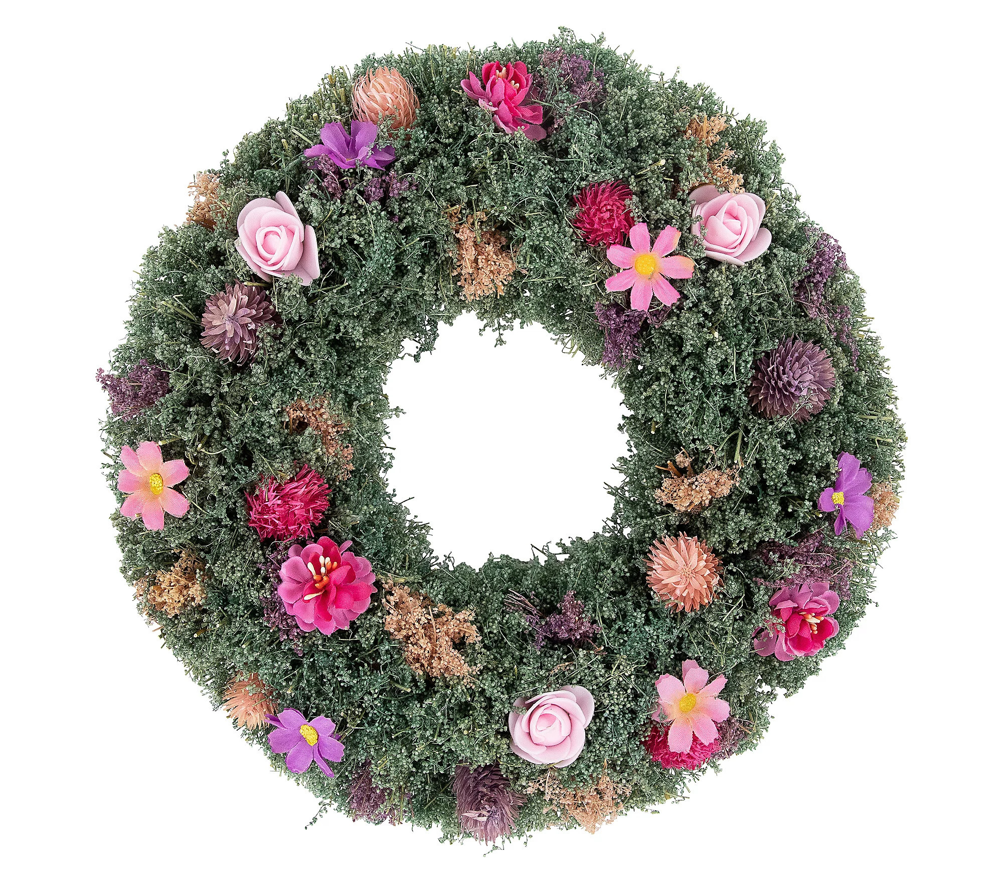 Northlight Thistle Mixed Floral Spring Wreath - 13 | QVC