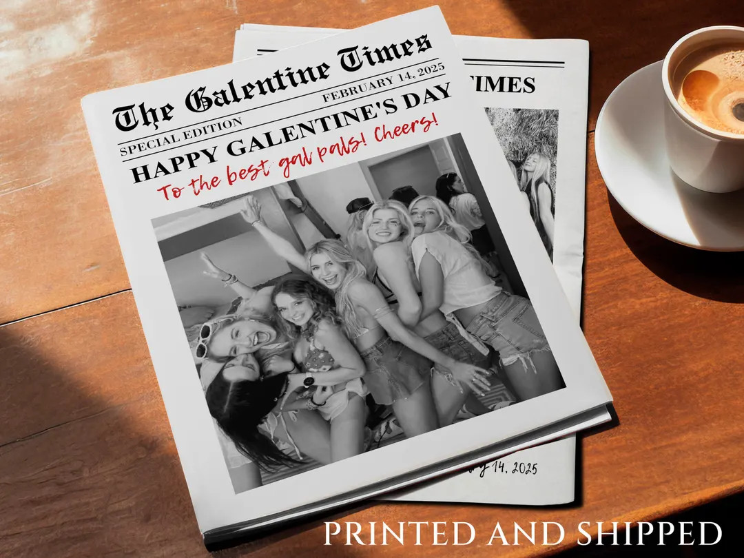 Personalized Printed Galentines Day Newspaper/flower Bouquet Wrap/galentine's Girls Night Newspap... | Etsy (US)