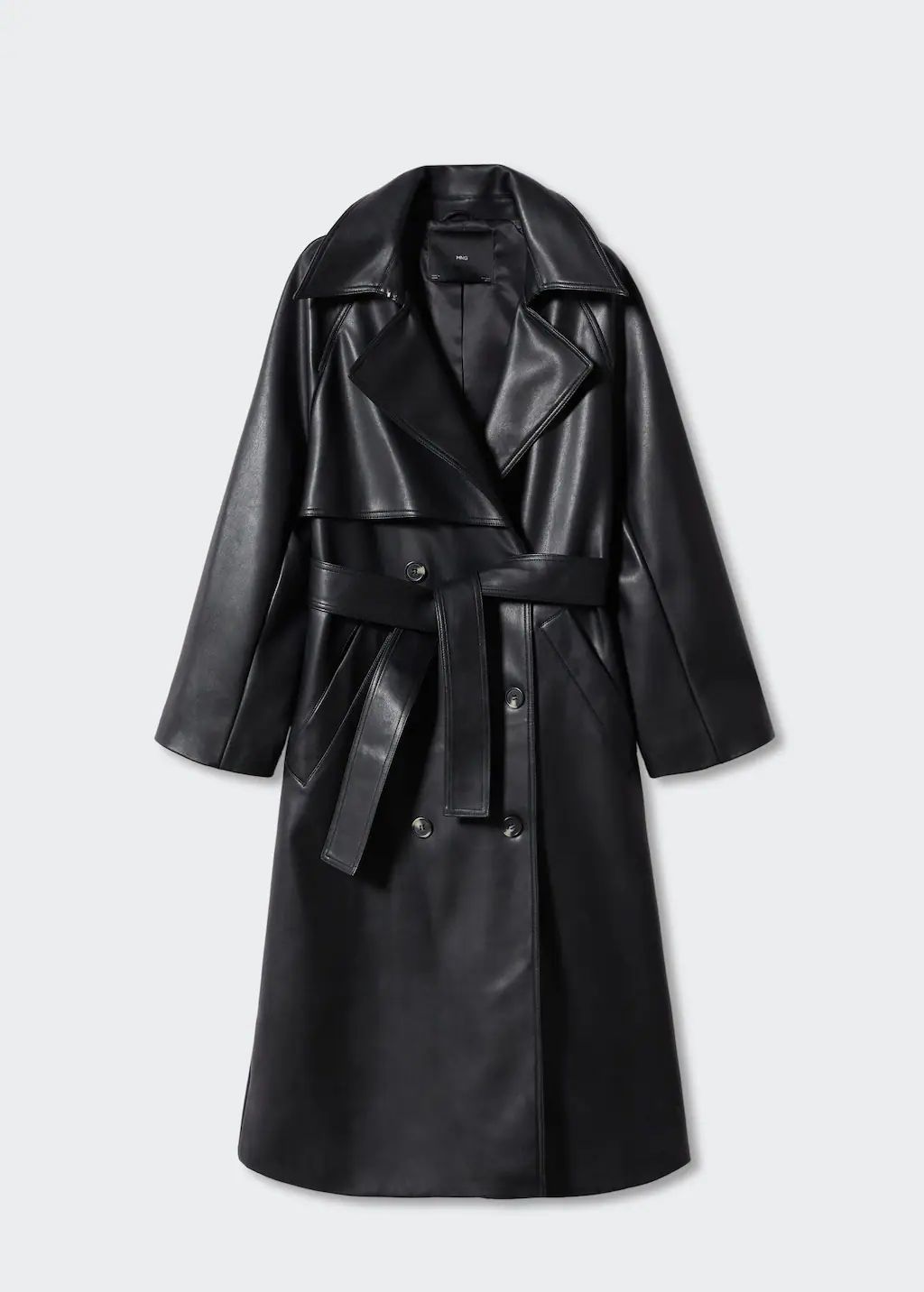 Oversize leather-effect trench coat | MANGO (US)