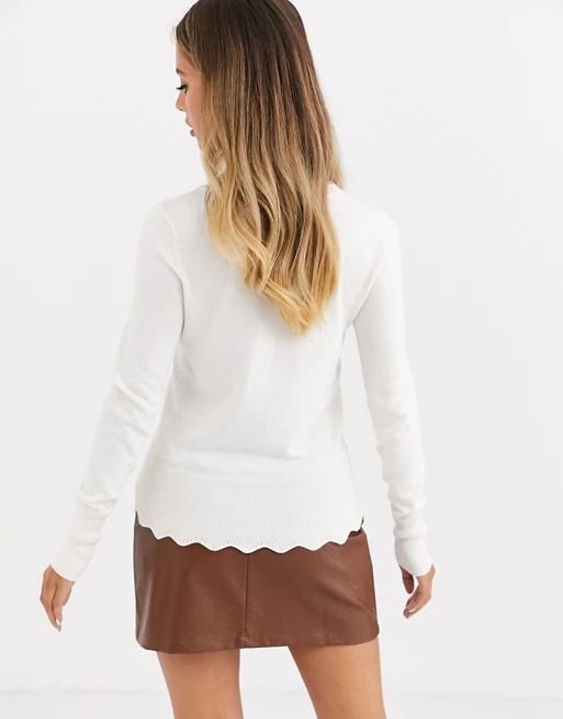 Oasis sweater with scallop neck in winter white | ASOS US