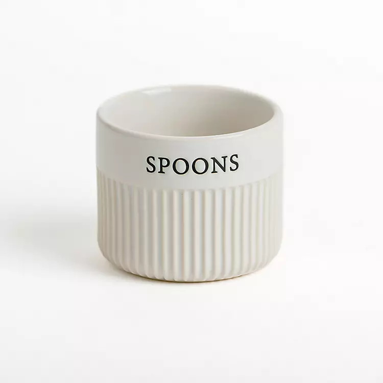 Spoons Ribbed Ceramic Canister | Kirkland's Home