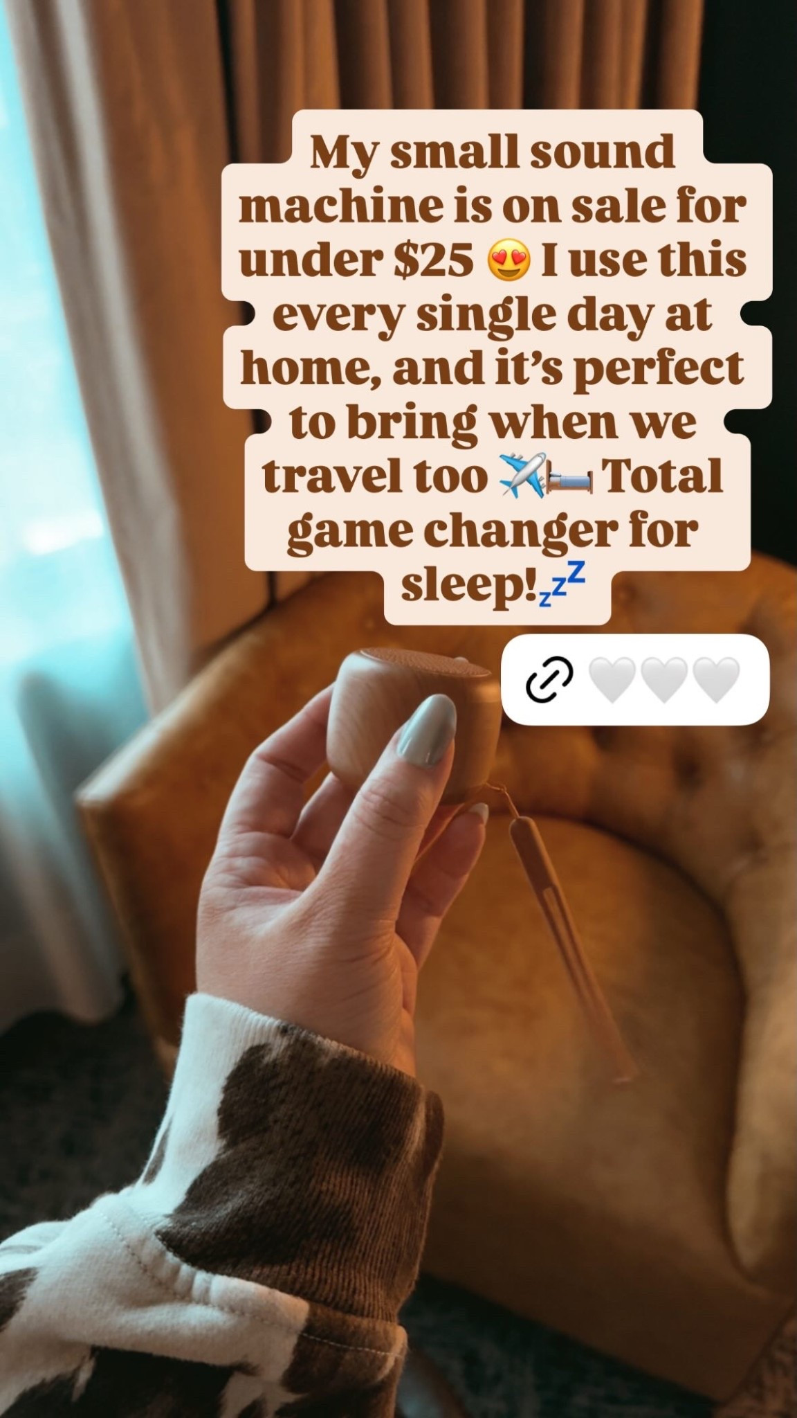 My small sound machine is on sale for under $25 😍 I use this every single day at home, and it’s perfect to bring when we travel too ✈️🛏 Total game changer for sleep!💤 sound machine | white noise machine | travel essentials | under $25 | sleep aid | home must-have | travel gear | bedroom essentials | affordable gadgets | Amazon sale | compact sound machine | cozy sleep | stress relief | travel-friendly | everyday use | gift idea | wellness must-have | sleep better | small sound machine | calming sounds


#LTKSaleAlert #LTKdayinmylife #LTKTravel