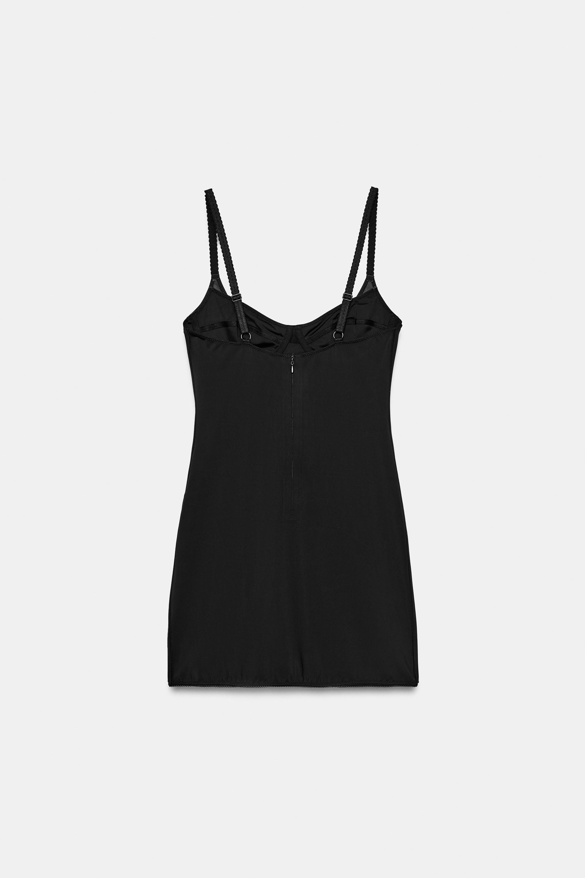 Mini dress with double-effect underwire. Round neckline with thin adjustable straps. Features pro... | Zara US
