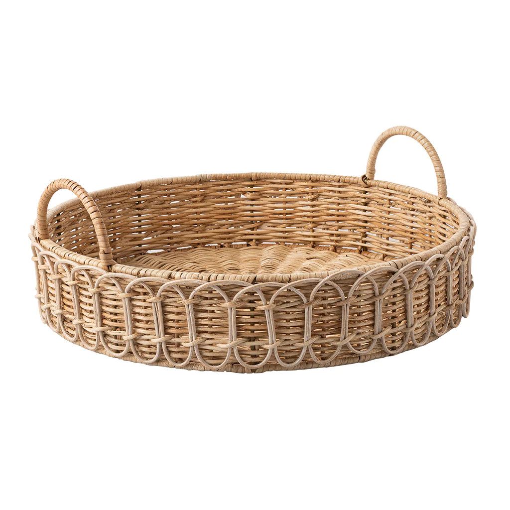 Provence Rattan Whitewash Round Tray | Over The Moon