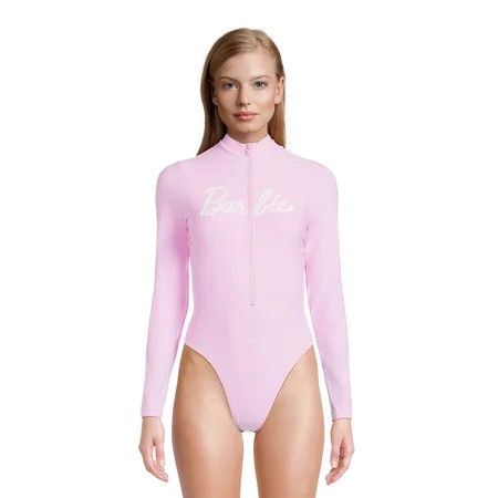 Barbie ™ Women s Long Sleeve High Leg Rash Guard One Piece Swimsuit Sizes XS-XXL | Walmart (US)