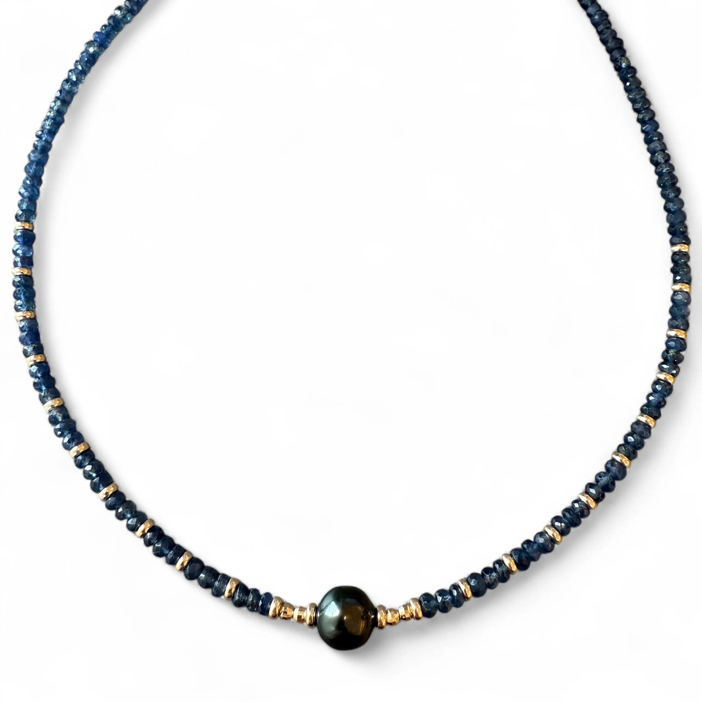 BLUE SAPPHIRE NECKLACE WITIH TAHITIAN PEARL OR GOLD BEADS – SHAKTI | SHAKTI JEWELRY