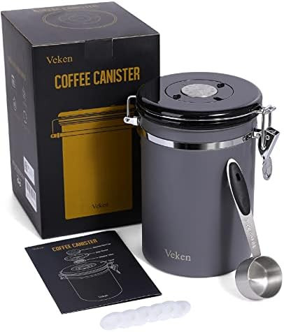 Veken Coffee Canister, Airtight Stainless Steel Kitchen Food Storage Container with Date Tracker ... | Amazon (US)