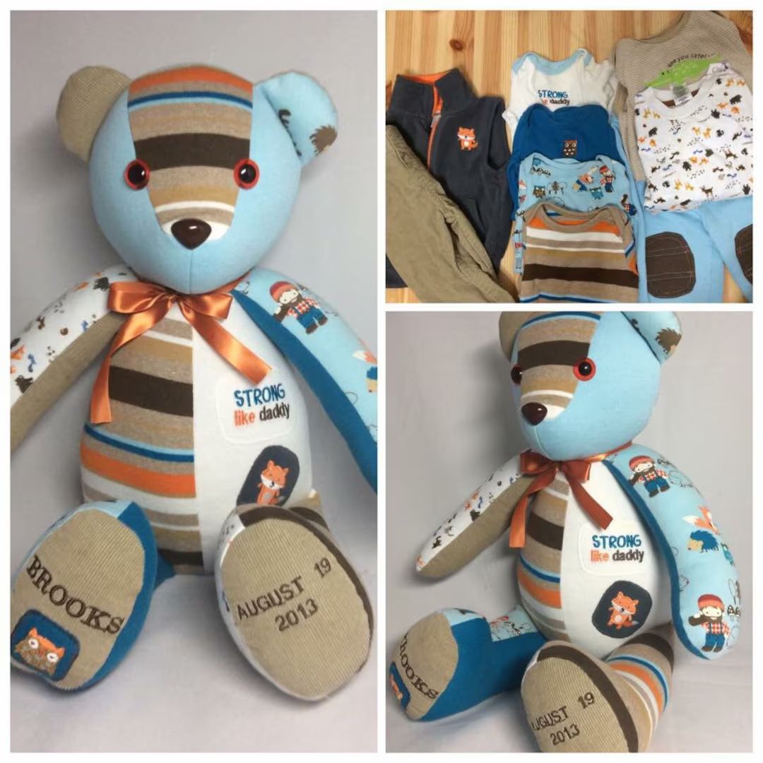 Baby Clothes Keepsake Memory Teddy Bear Stuffed Animal - Etsy | Etsy (US)