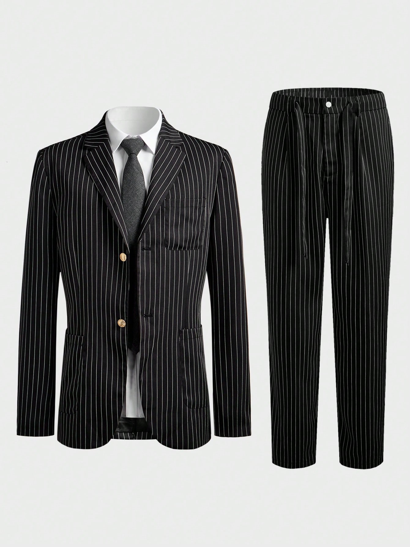 Manfinity NiteLyfe 2pcs Men Clothes Business  Casual Slim Daily Wear Style Party Wedding Stripe S... | SHEIN