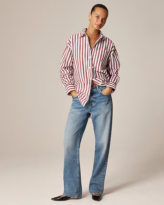 Étienne oversized shirt in striped cotton poplin | J. Crew US