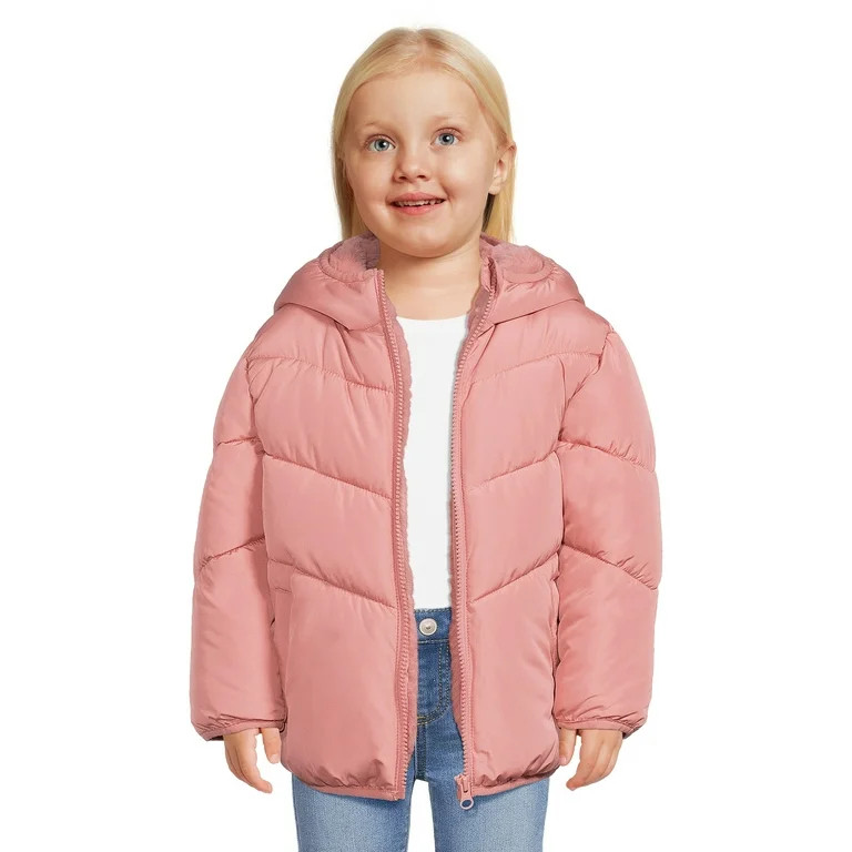 Swiss Tech Baby and Toddler Girls’ Puffer Jacket with Hood, Sizes 12M-5T | Walmart (US)