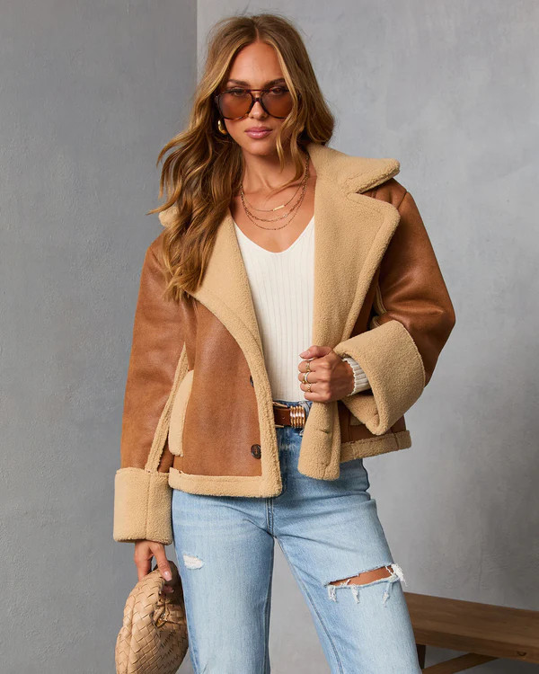 Autumn Air Suede Sherpa Trim Jacket | VICI