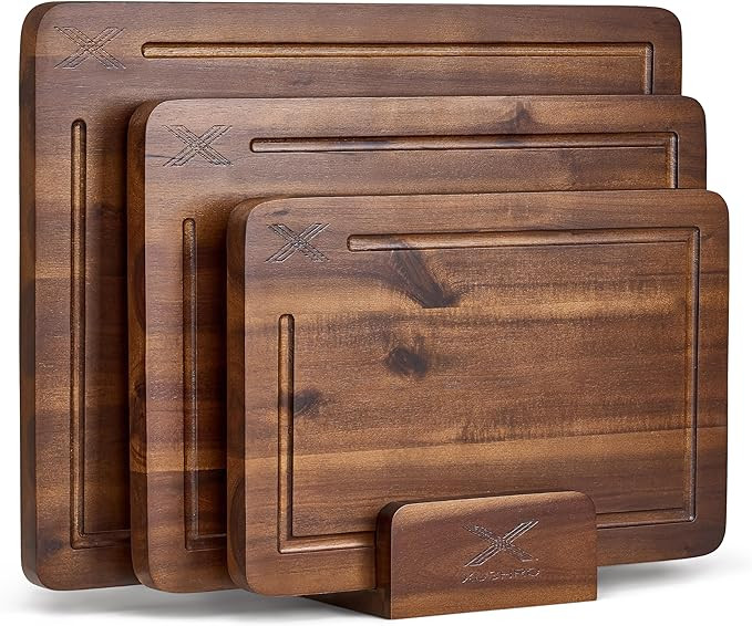 Acacia Wood Cutting Board Set of 3 (16 x 12/14 x 10/12 x 8), Walnut - 0.8 in Extra Thick Wooden C... | Amazon (US)