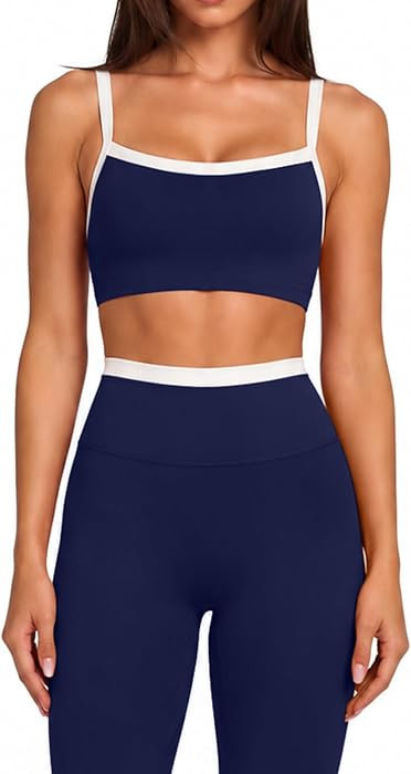 SUUKSESS Women Padded Workout Sets Adjustable Straps Bra Yoga Leggings | Amazon (US)
