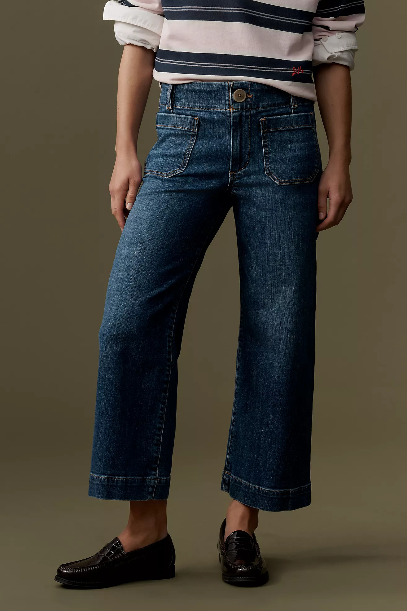 The Colette Mid-Rise Wide-Leg Crop Jeans | Anthropologie (US)