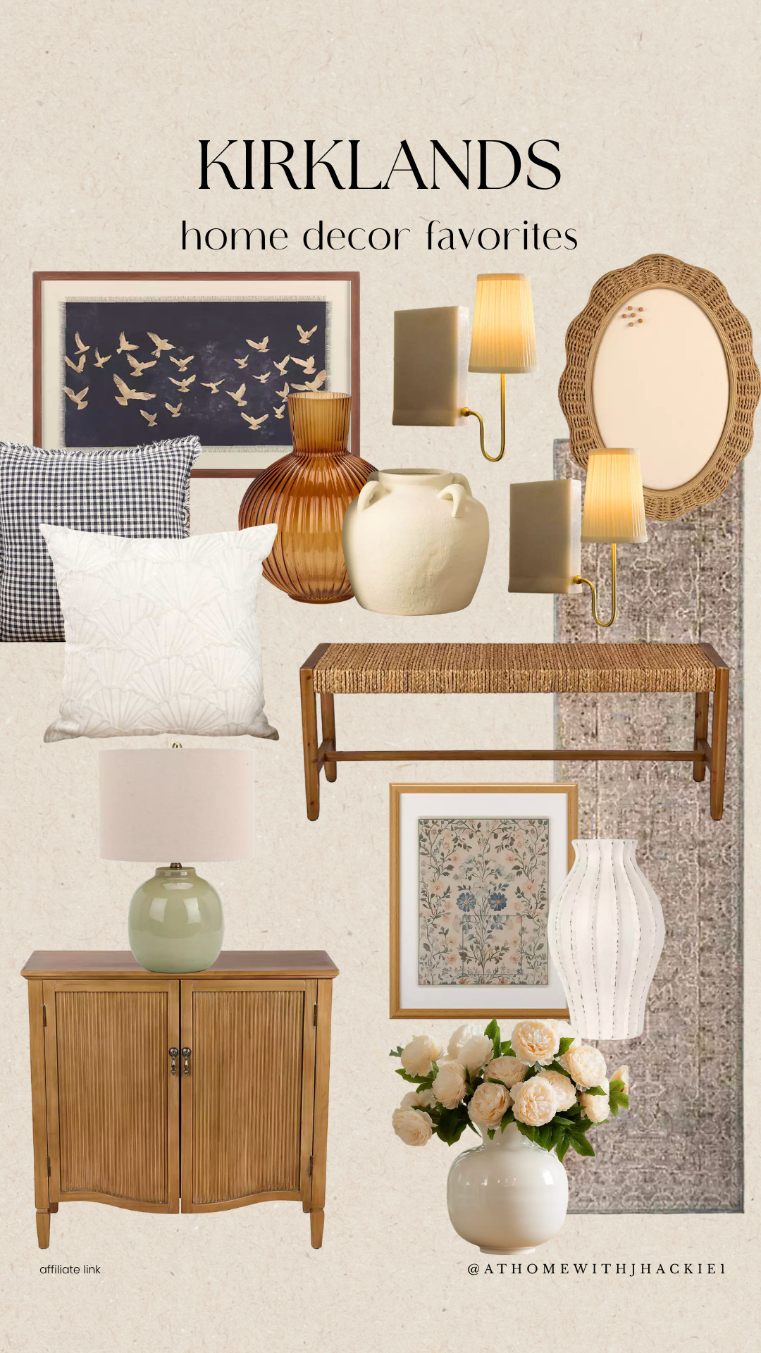 Kirklands Home Decor Favorites, kirklands home decor, kirklands finds, affordable home decor, woven bench, rattan mirror, amber glass vase, ceramic vase, framed wall art, botanical artwork, decorative pillows, green table lamp, textured lamp, woven cabinet, white vase, faux florals, neutral home decor, cozy home styling, cottage style decor, organic modern decor, traditional home decor

#LTKHome #LTKSaleAlert