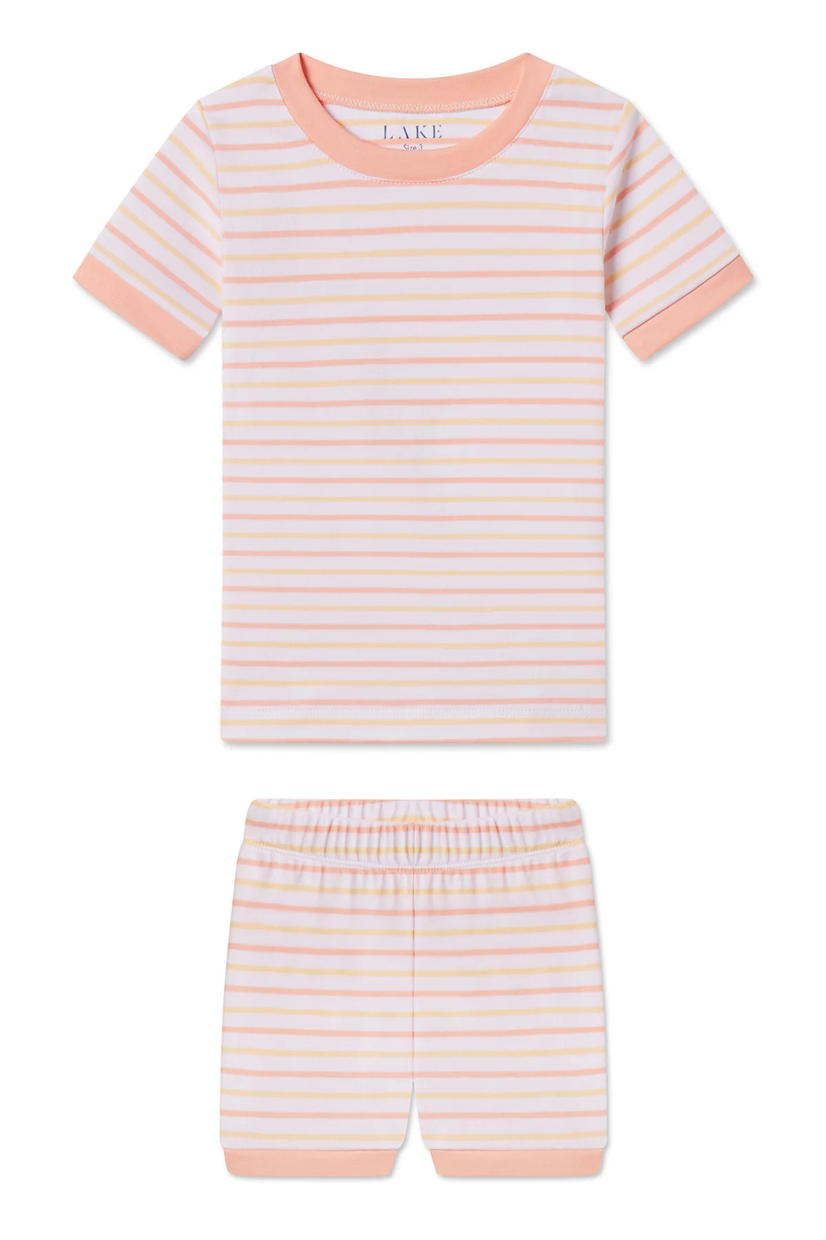 Kids Shorts Set in Apricot Multi Stripe | Lake Pajamas