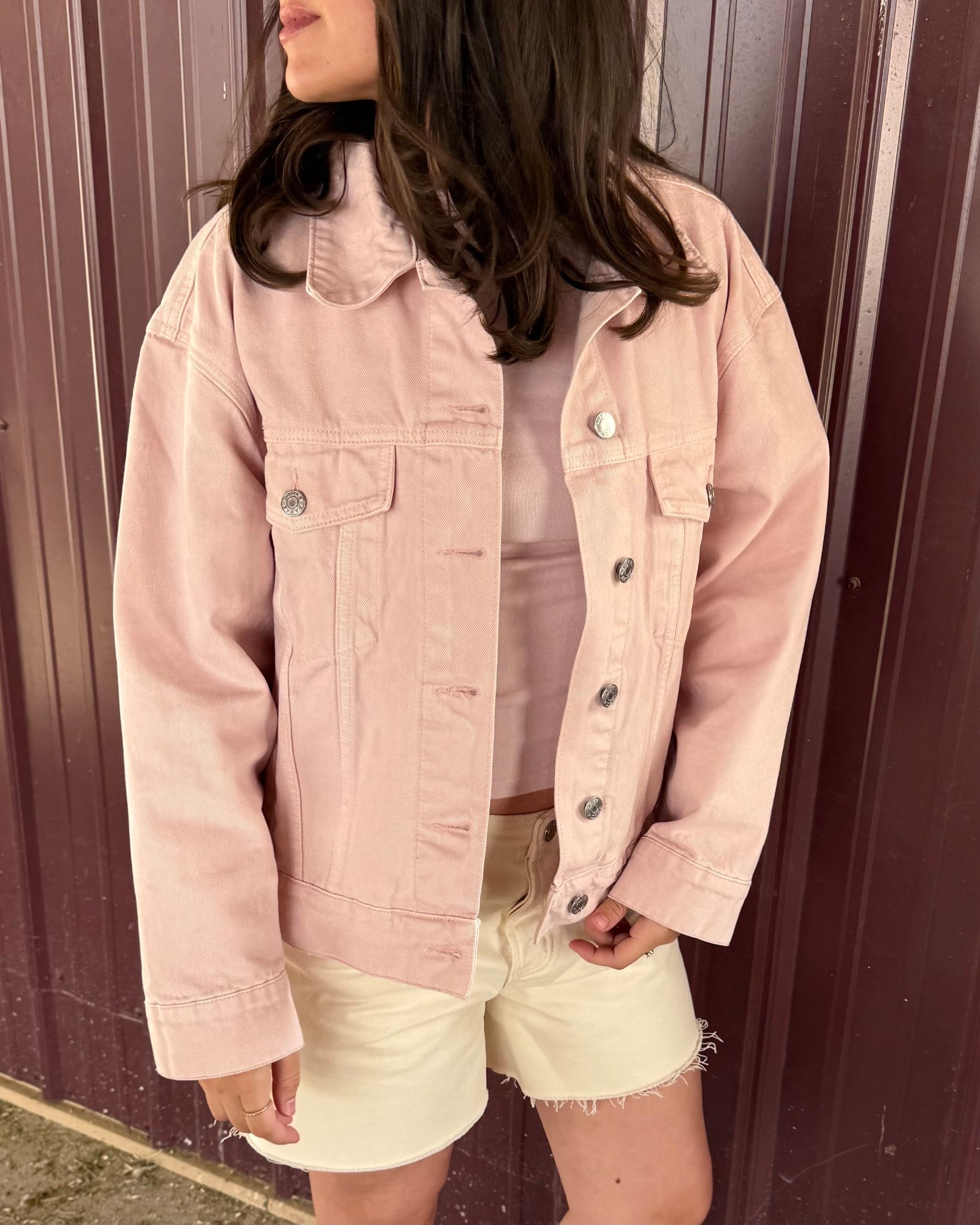 Parke spring denim! Wearing a s/m jacket and 26 shorts 🐷🩰⭐️

#LTKootd