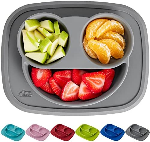 Gorilla Grip BPA Free, 100% Food Grade Silicone Baby and Toddler Plates, Built In Placemat Grips Tab | Amazon (US)