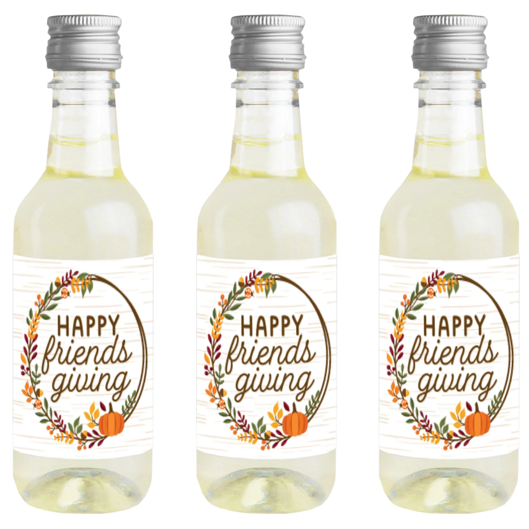 Fall Friends Thanksgiving - Mini Wine and Champagne Bottle Label Stickers - Friendsgiving Party F... | Big Dot of Happiness