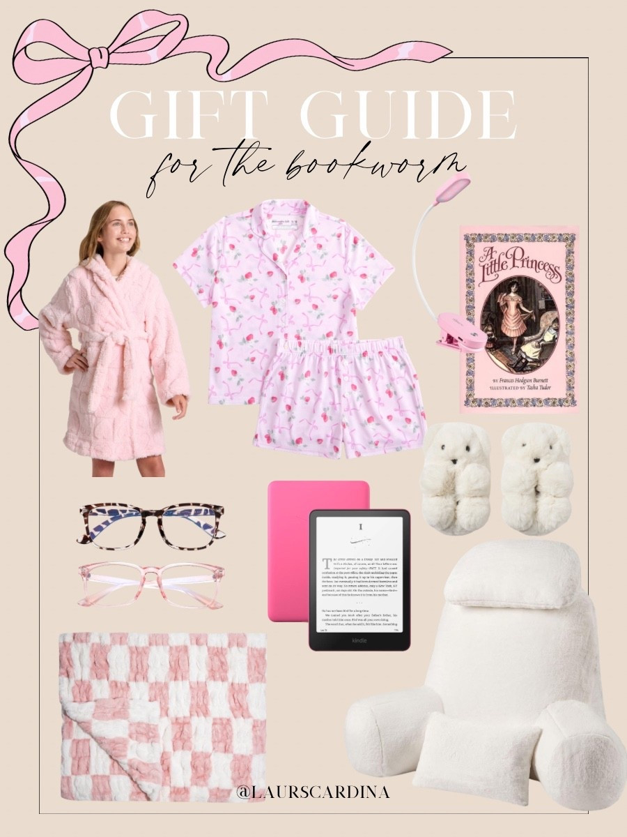 This gift guide for the bookworm includes a robe, pajamas, bear slippers, A Little Princess, a book light, blue light glasses, a cozy blanket, a Kindle, and a reading pillow.

Gifts for kids, gifts for teens, gifts for her

#LTKHoliday #LTKKids #LTKGiftGuide