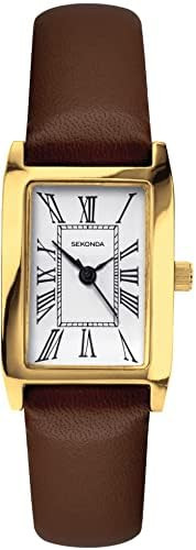 Sekonda Classic Ladies Quartz Watch with White Dial Analogue Display and Brown Strap 40336 | Amazon (UK)