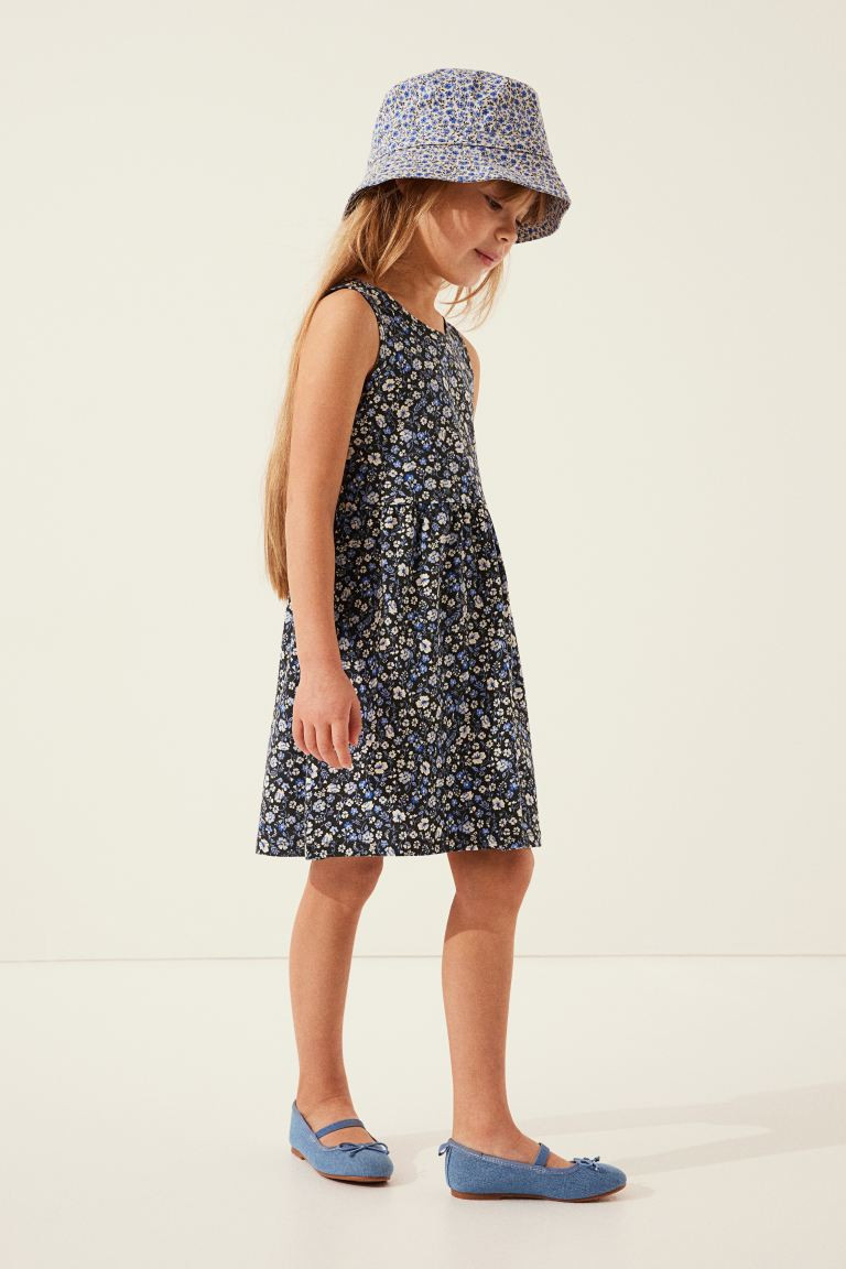 Patterned Cotton Dress - Dark blue/floral - Kids | H&M US | H&M (US + CA)
