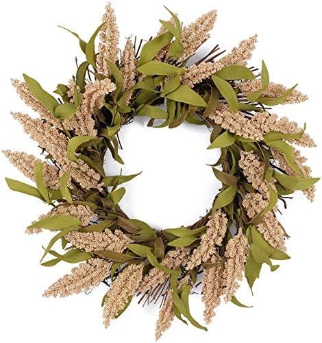 Bibelot 14inch Artificial Grain Wreath Thanksgiving Harvest Wreath Wheat Acorns Wreath Autumn Wre... | Amazon (US)