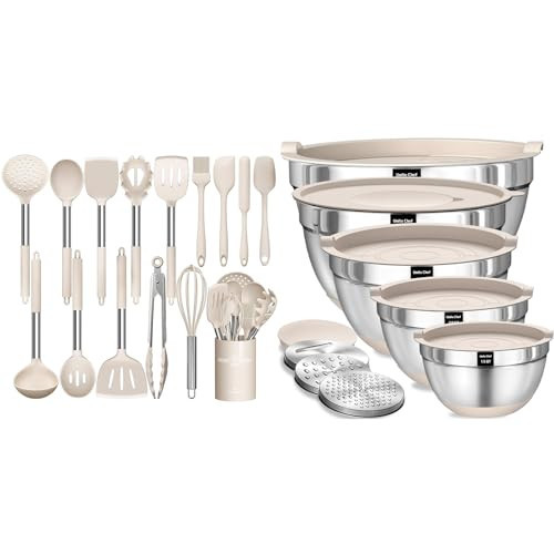 Umite Chef Kitchen Cooking Utensil Set Mixing Bowls with Airtight Lids Set | Amazon (US)