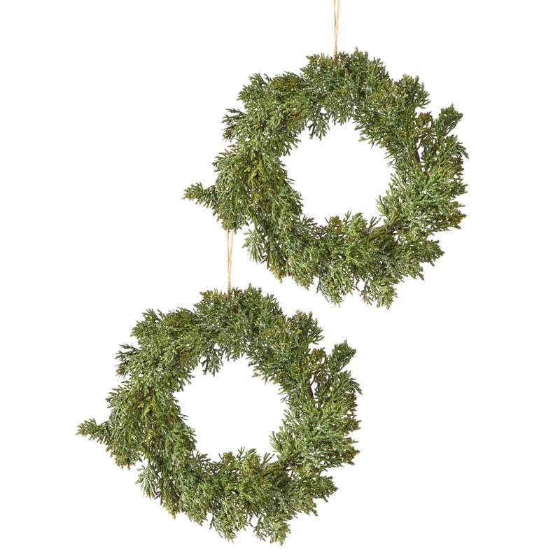 8" Iced Natural Touch Faux Cedar Rings | Wayfair North America