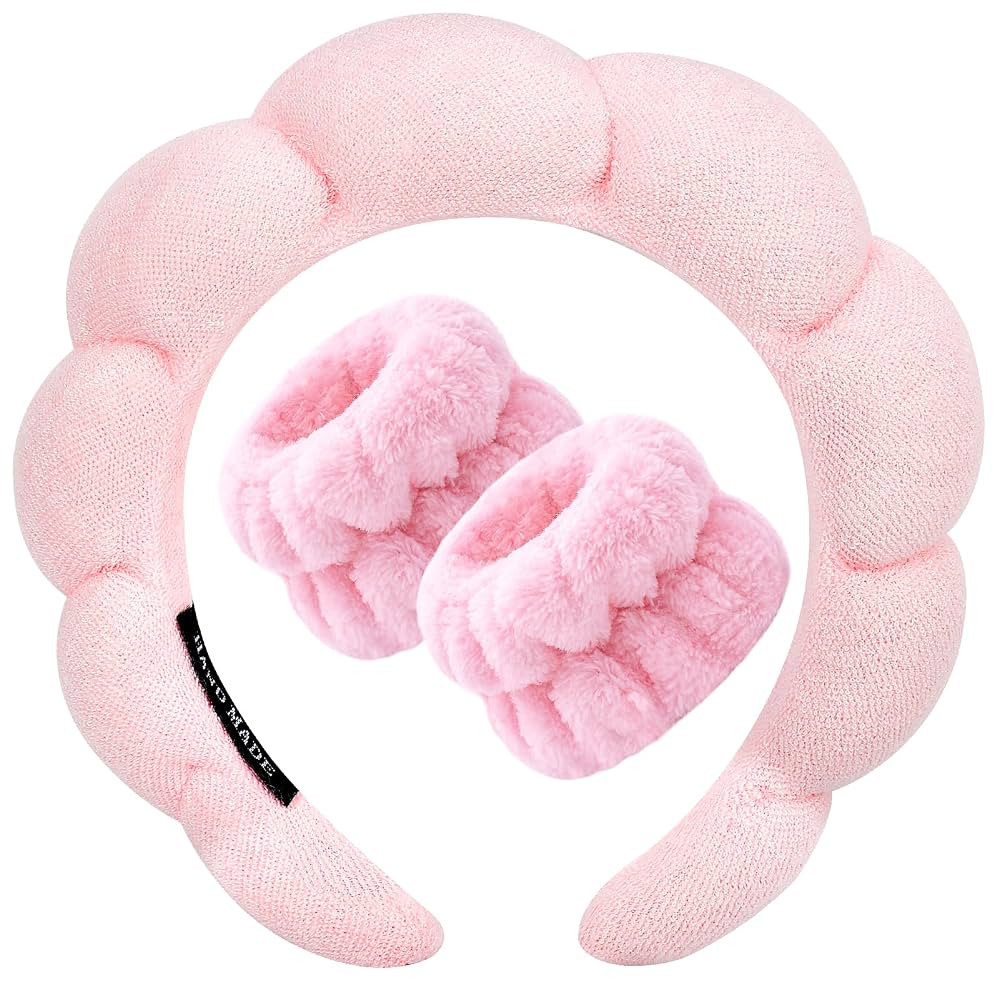 Zkptops Spa Headband for Washing Face Wristband Sponge Makeup Skincare Headband Terry Cloth Bubbl... | Amazon (US)