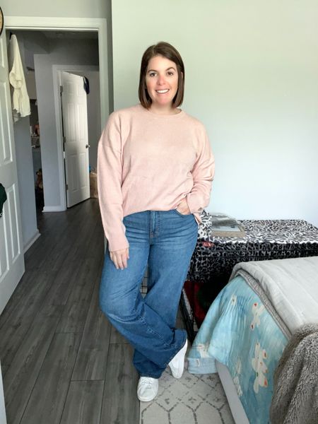 Loving this shade of pink and it is definitely the second softest sweater! The sweater rubs TTS, does come in one other color option and is on sale for $39.99!

#LTKsalealert #LTKstyletip #LTKxNSale