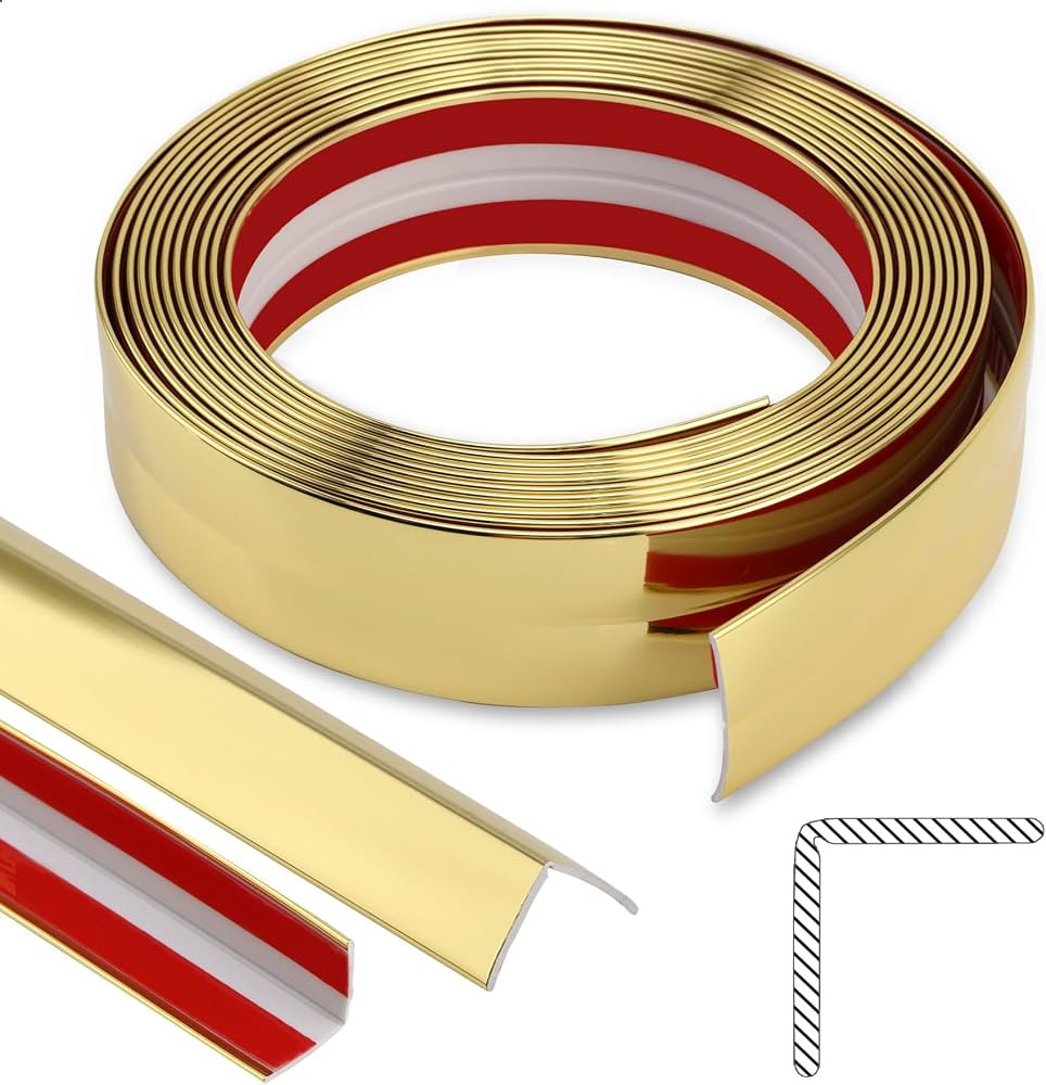 Gaahing Shiny Gold Multifunctional Molding Trim, Peel and Stick Inside Outside Corner Guards for ... | Amazon (US)