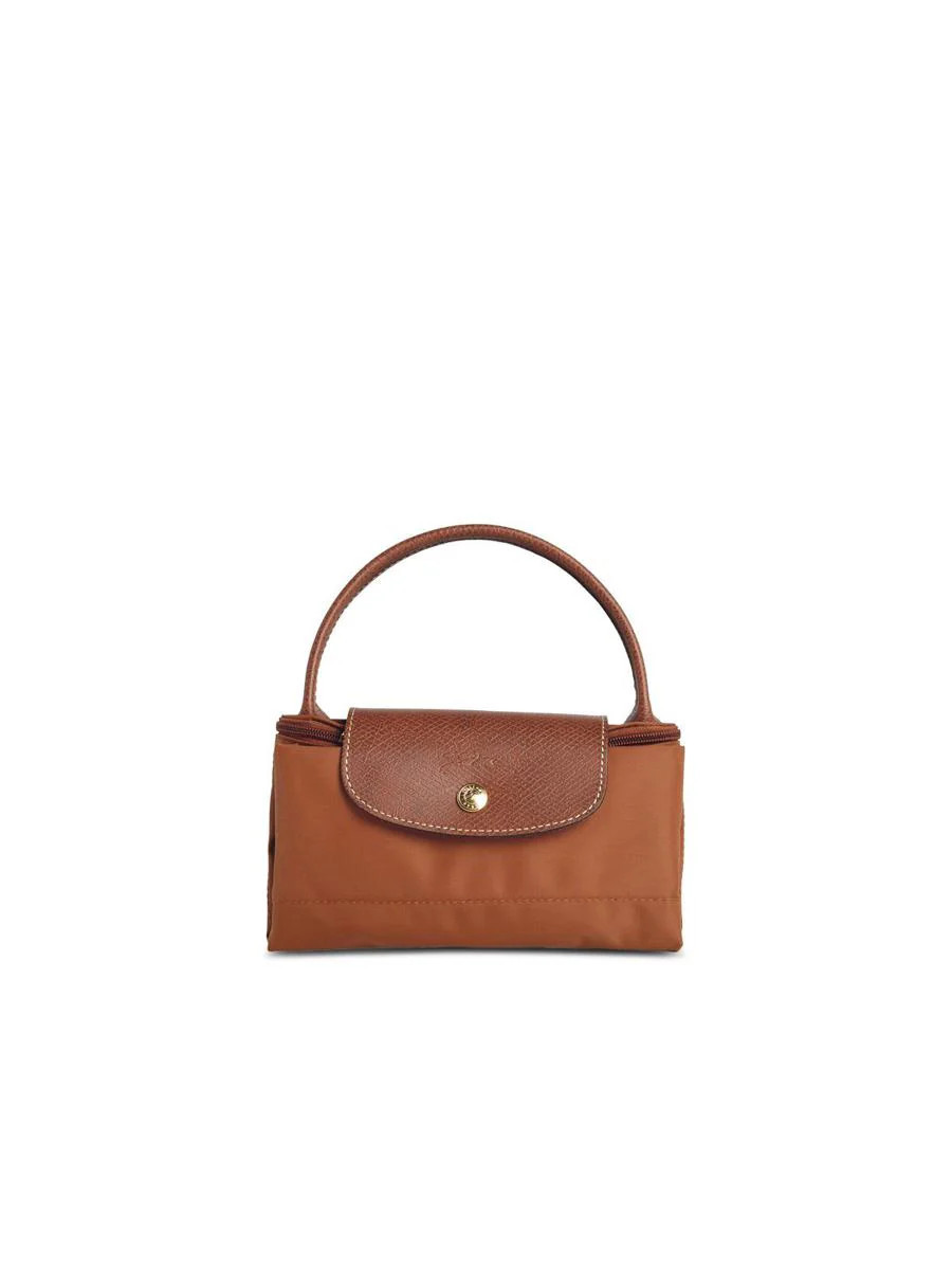 Longchamp Bag With 'S Le Pliage Original' Cognac Canvas Handle | Baltini