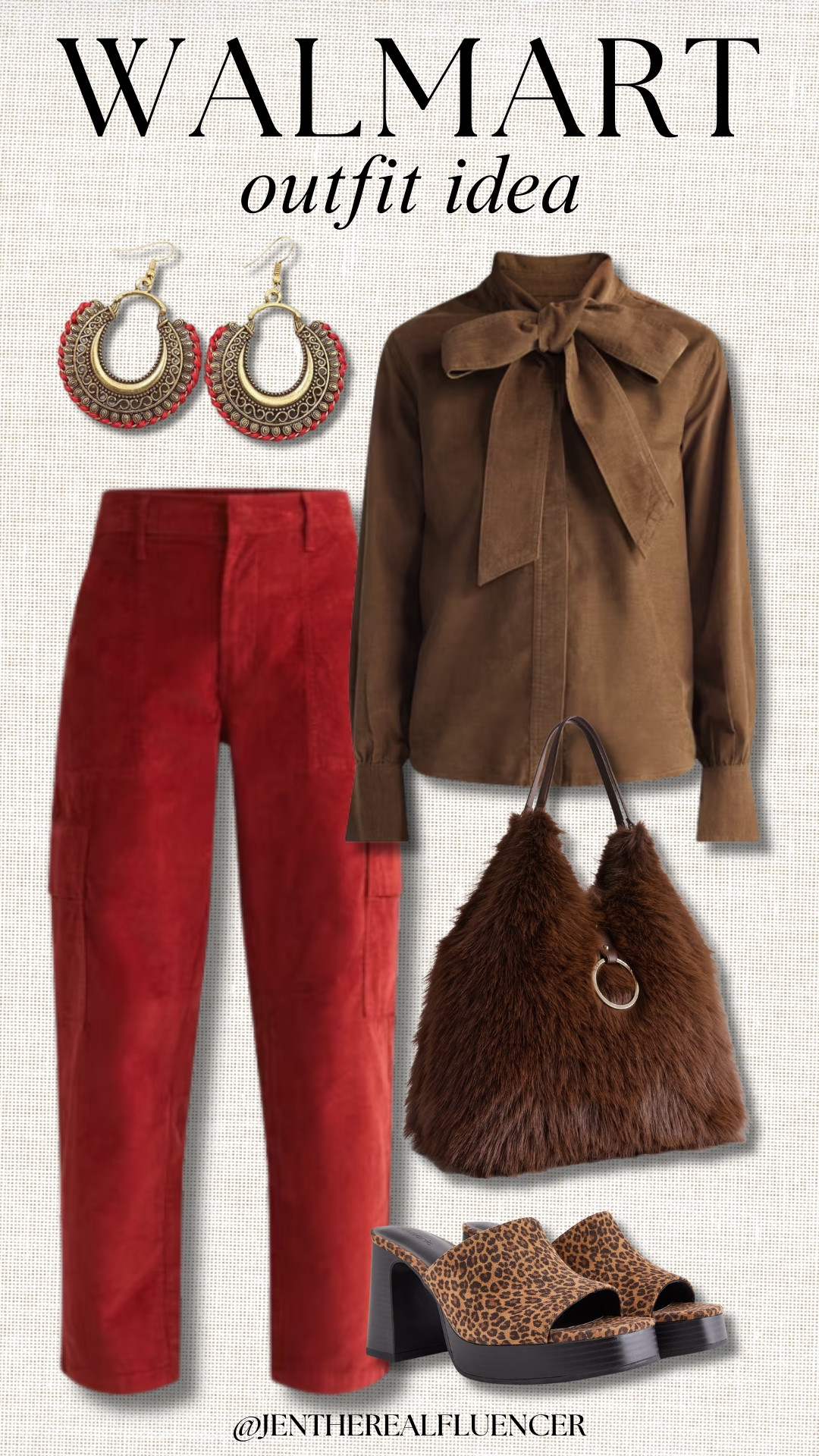 Fall Outfit Idea 🍂❤️

FREE ASSEMBLY Red Paprika High Rise Cropped Corduroy Cargo Barrel Pants (3 colors, sizes XS-4X), FREE ASSEMBLY Walnut Brown Long Sleeve Tie Neck Shirt (4 colors, sizes XS-4X), MADDEN NYC Chocolate Faux Fur Tote Bag (3 colors), SCENARIO Leopard Platform Sandals (3 colors, sizes 6-11), JENNY SHOP Red Bohemian Earrings (7 colors)  

 #LTKootd #LTKSeasonal #LTKWorkwear