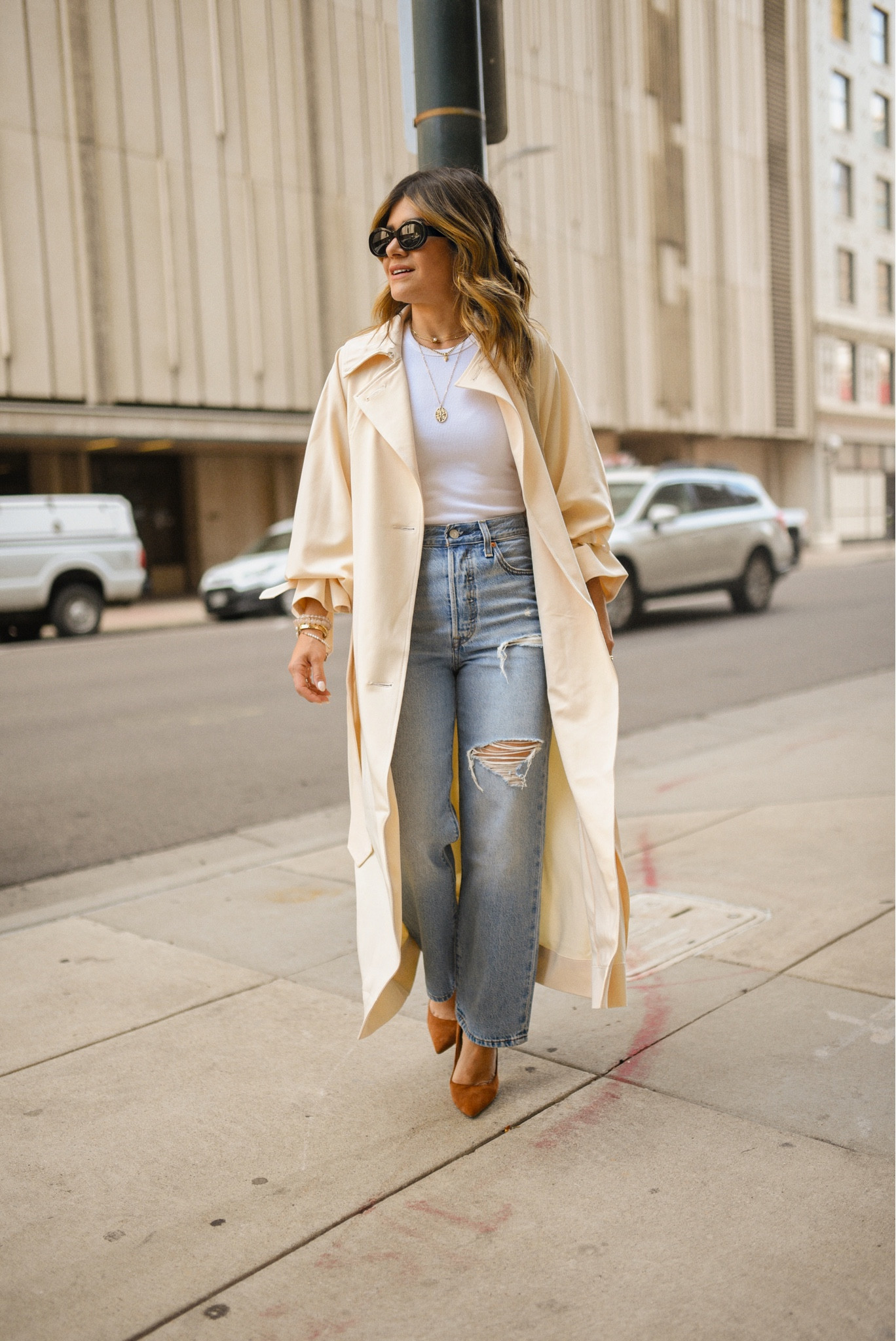 Take 40% off my favorite trench coat from the NSALE! Wearing size xs/2
Jeans run tts. I’m wearing size 24. 
Levi’s, jeans, fall denim, denim, denim outfit

#LTKsalealert #LTKSeasonal #LTKxNSale