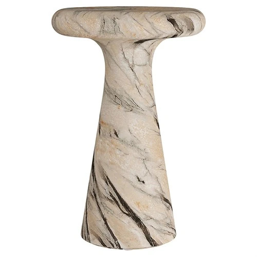 Zahara Modern Classic Modern Mojave Beige Concrete Round Drink Table | Kathy Kuo Home