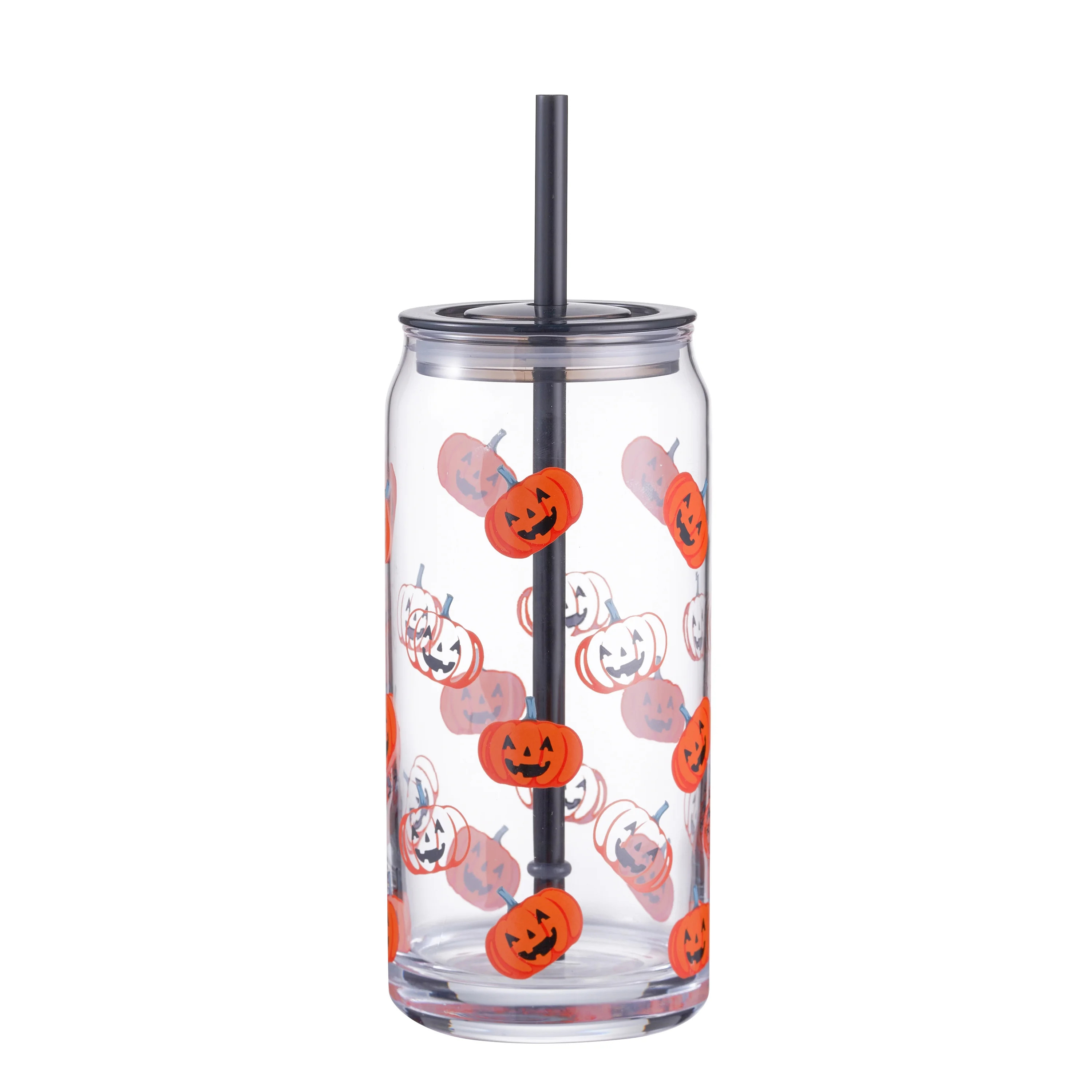Way to Celebrate Glass 20oz Can Sipper Halloween Pumpkin - Walmart.com | Walmart (US)