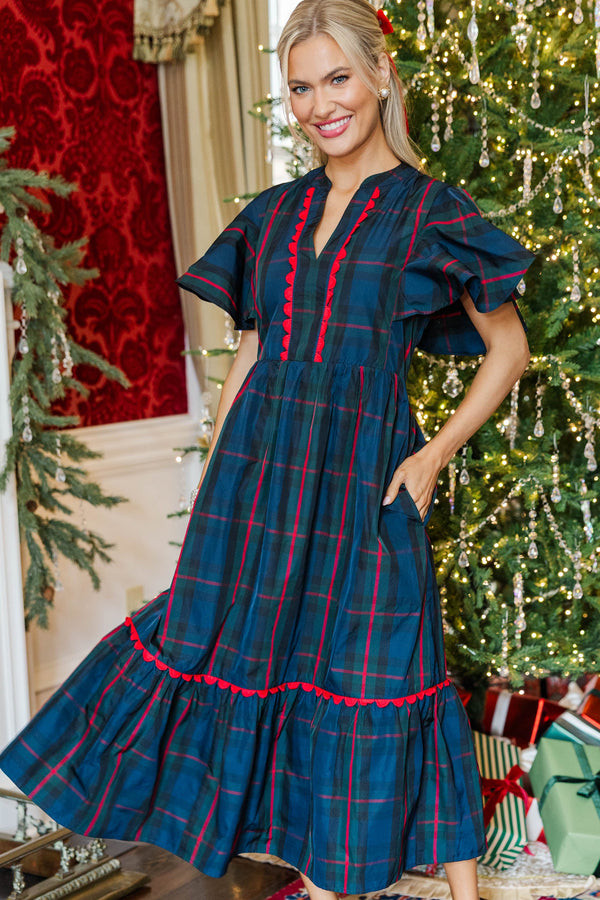 Showing You My Best Navy Plaid Midi Dress | The Mint Julep Boutique