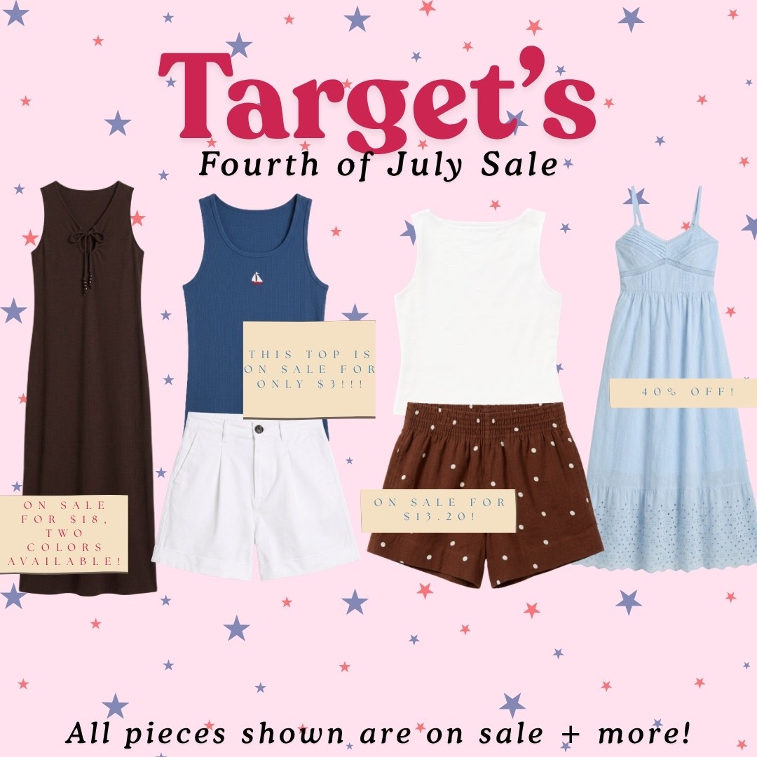 Target’s Fourth of July Sale is giving incredible deals right now 🎆 The navy sailboat tank is only $3, the brown polka dot shorts are $13.20, the brown midi dress is $18 in two colors, and the blue eyelet midi is 40% off. All linked!

#LTKdayinmylife #LTKgrwm #LTKootd