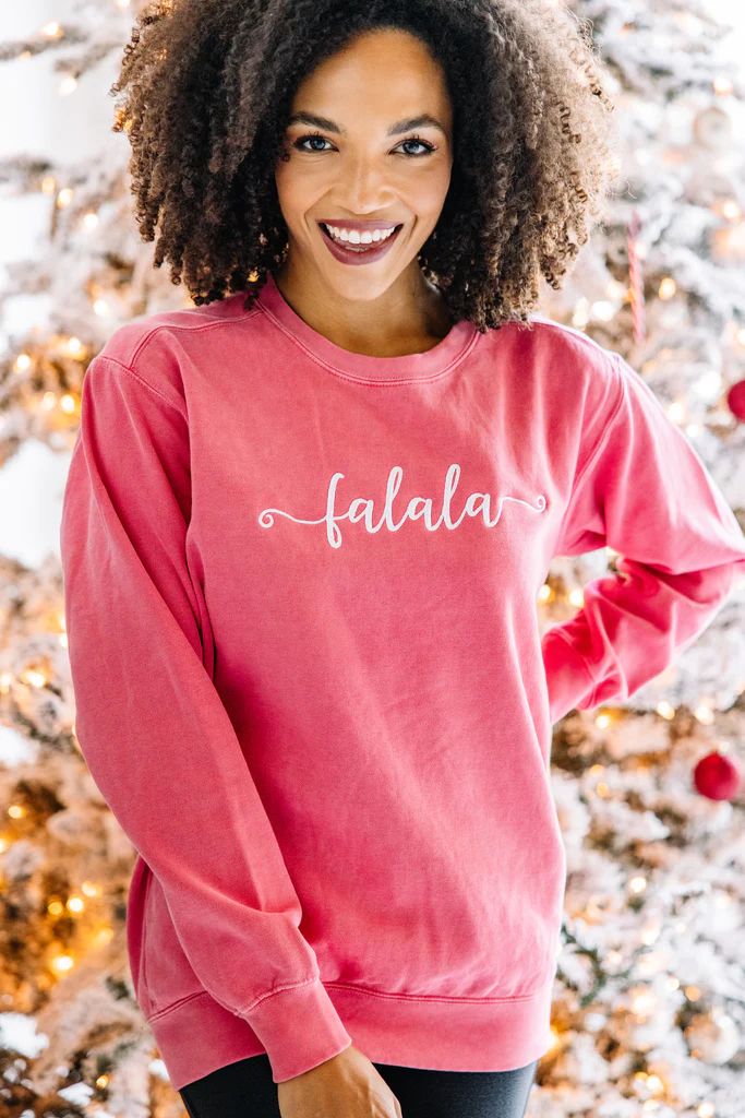 Comfort Colors: Falala Watermelon Red Embroidered Sweatshirt | The Mint Julep Boutique