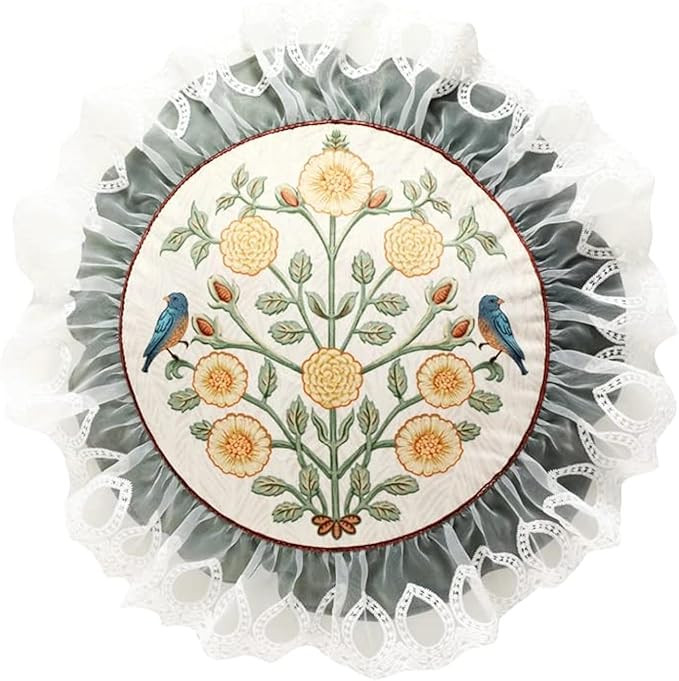 patdrea Designer Round Vintage Lace Throw Pillow Covers,Luxury Soft Dutch Velvet Pillows Cover wi... | Amazon (US)