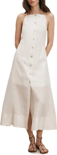 Veronica Beard Georges Linen Button-Up Midi Sundress | Nordstrom | Nordstrom