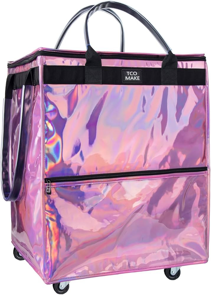 (Large, Phantom Pink) Reusable Grocery Bag on Wheels, Shopping Bags with Wheels and Handle, Foldi... | Amazon (US)