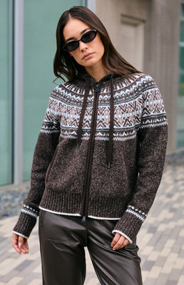 Alexandra Fair Isle Zip Sweater | Coffee Coffee / XS | Alp N Rock