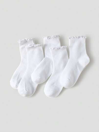 5pairs Frill Trim Ankle Socks, Fall Socks | SHEIN