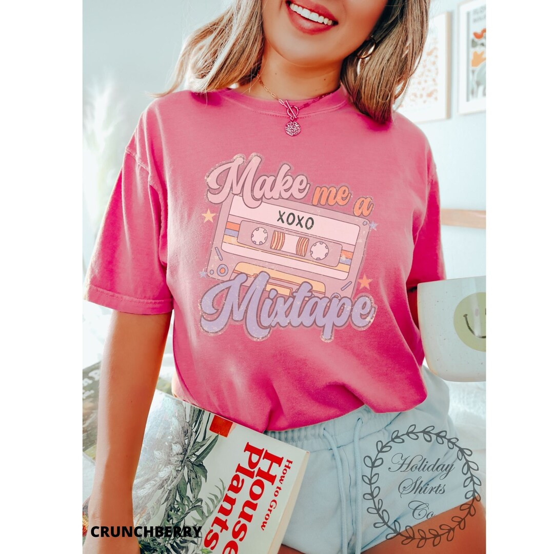 Retro Valentines Shirt, Comfort Colors®, Make Me A Mixtape, Love Day T-Shirt, Funny Valentines T... | Etsy (US)